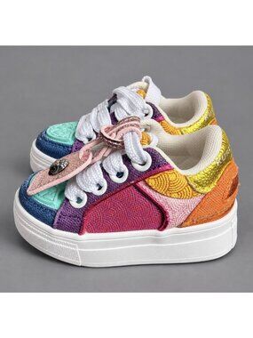KURT GEIGER Baby/Toddler Girl Size 21/US 5M Mini Southbank Tag Sneakers Rainbow